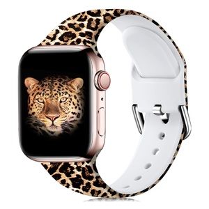 🆕 Leopard Animal Print Waterproof Silicone Apple Watch Band S/M 38mm/40mm